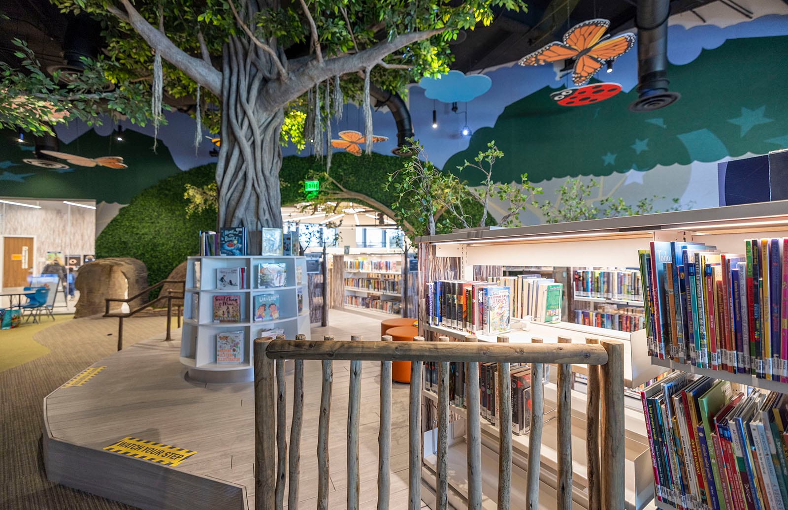 Photo of the children’s picture book shelves and kids room